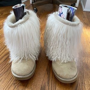 UGG Sand Long Mongolian Sheepskin Cuff Boots
